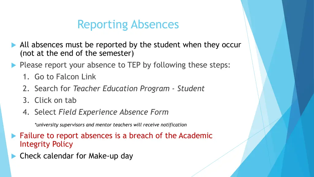 reporting absences