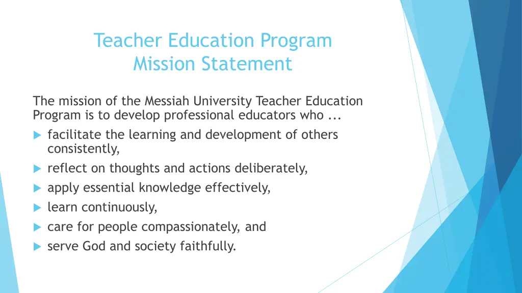 teacher education program mission statement