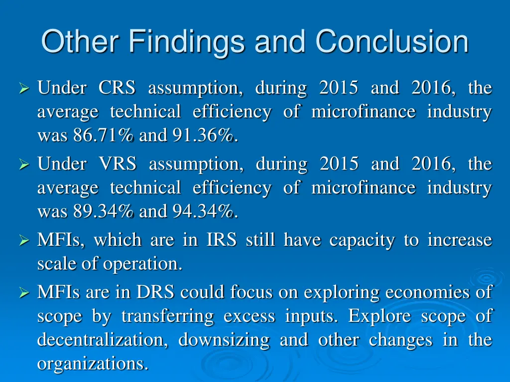 other findings and conclusion