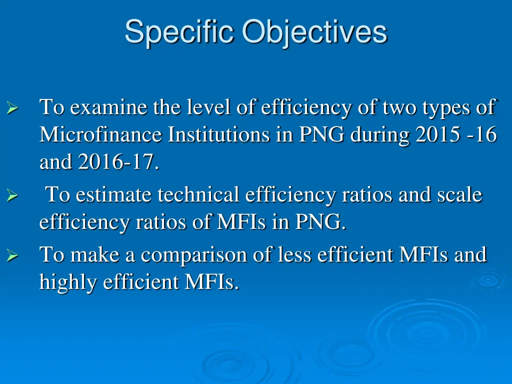 specific objectives