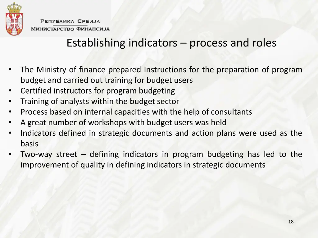 establishing indicators process and roles