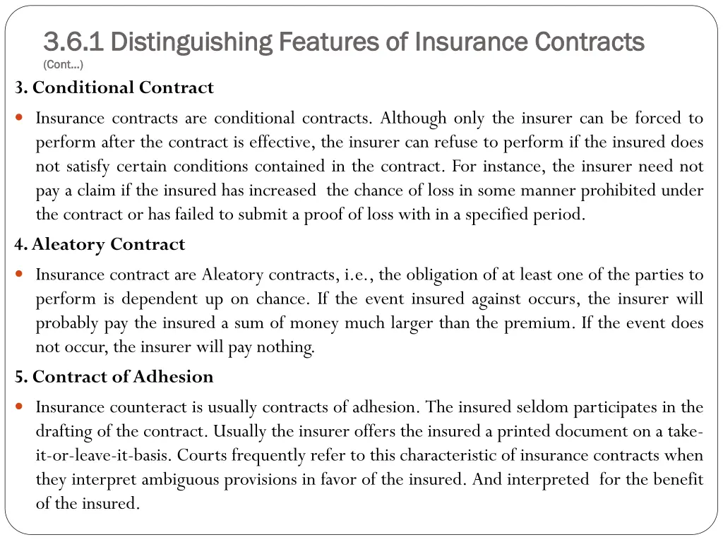 3 6 1 distinguishing features of insurance 1