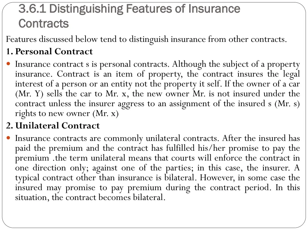 3 6 1 distinguishing features of insurance