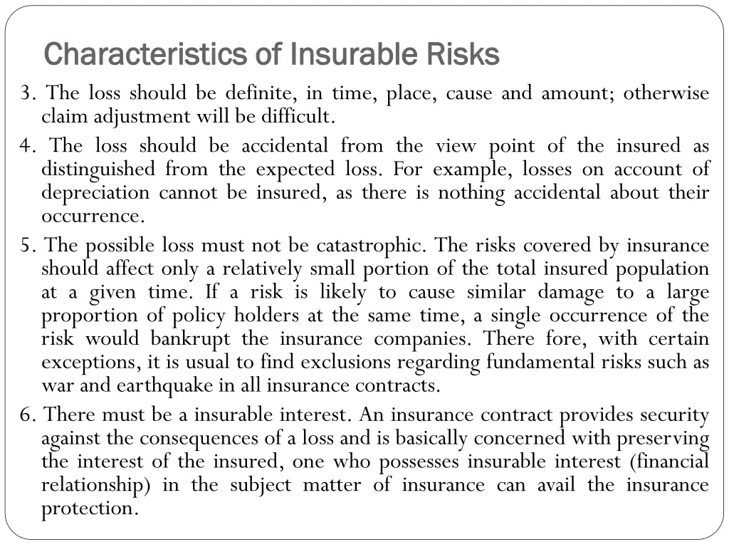 characteristics of insurable risks 1