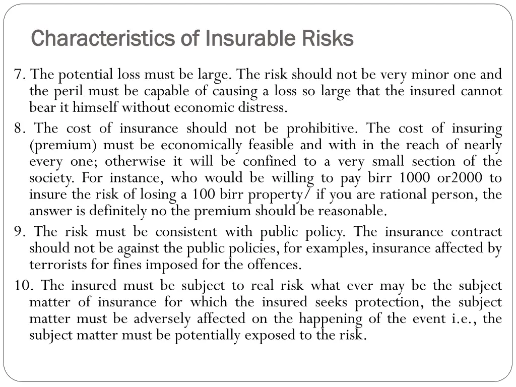 characteristics of insurable risks 2