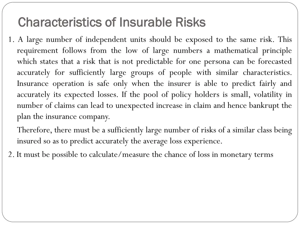 characteristics of insurable risks