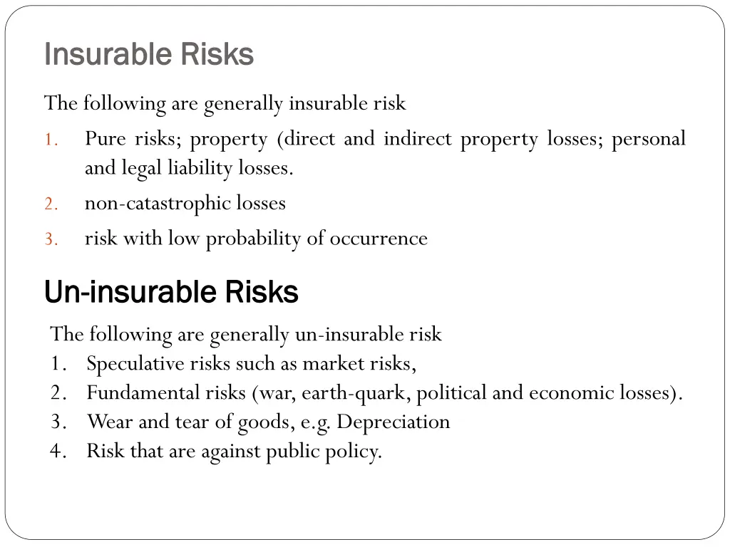 insurable risks insurable risks