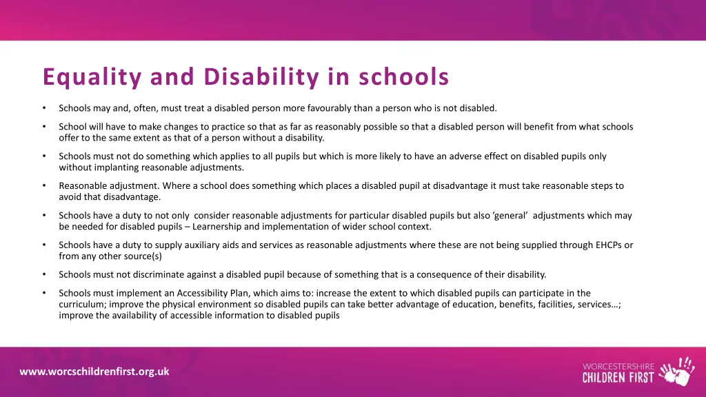 equality and disability in schools