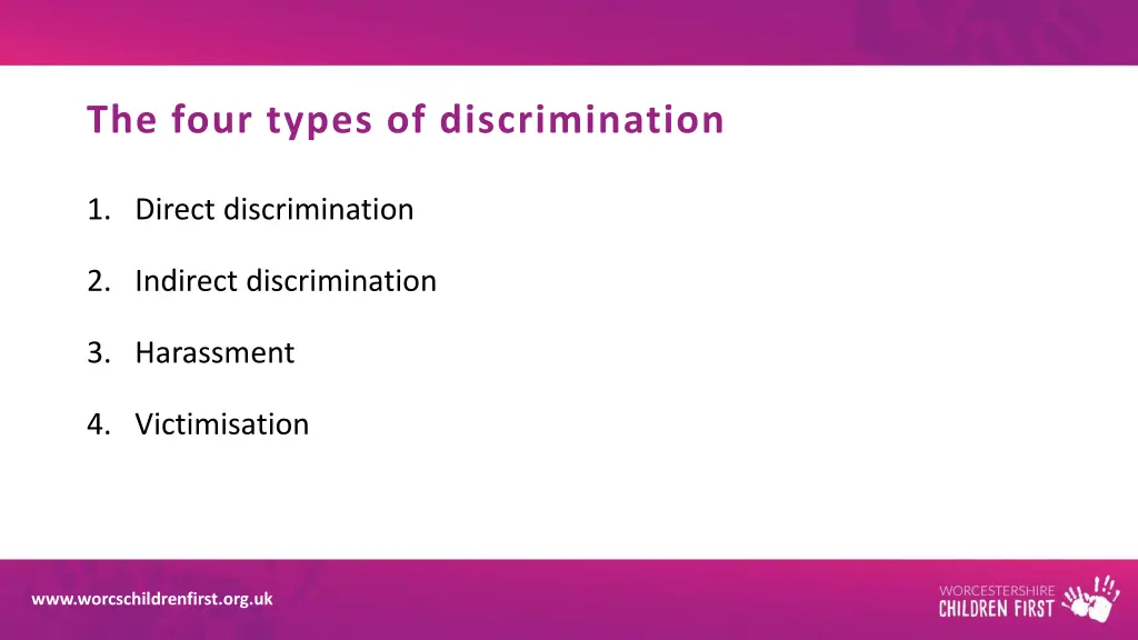 the four types of discrimination