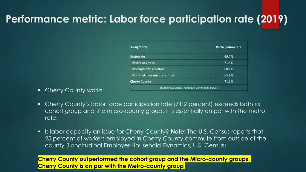 performance metric labor force participation rate