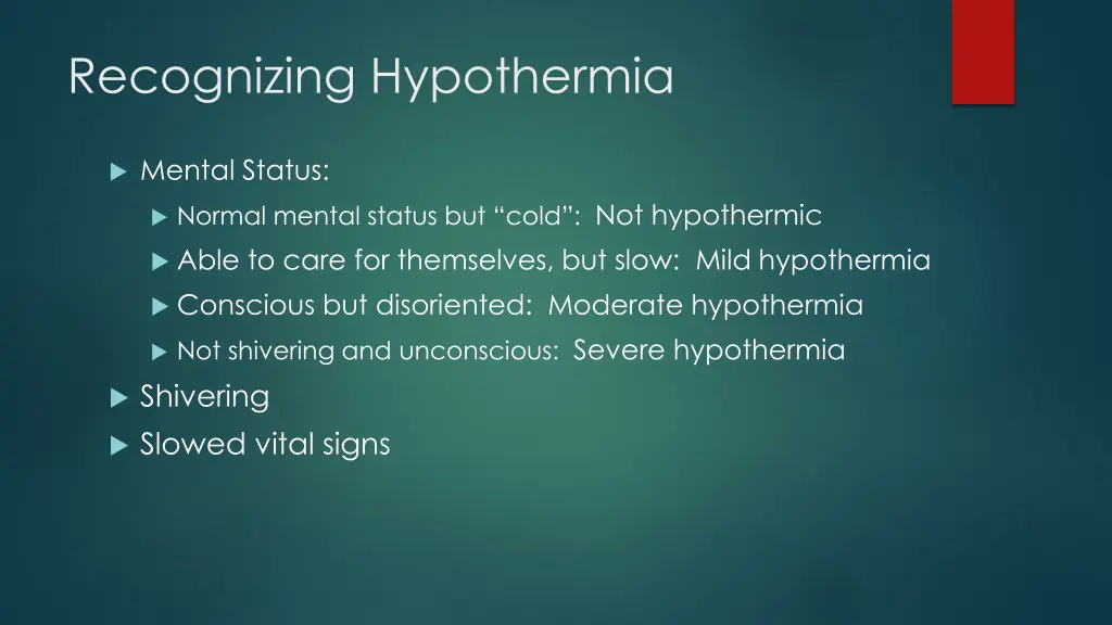 recognizing hypothermia