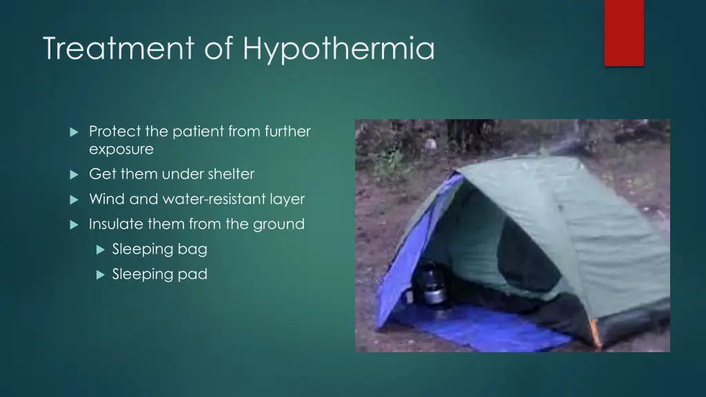 treatment of hypothermia