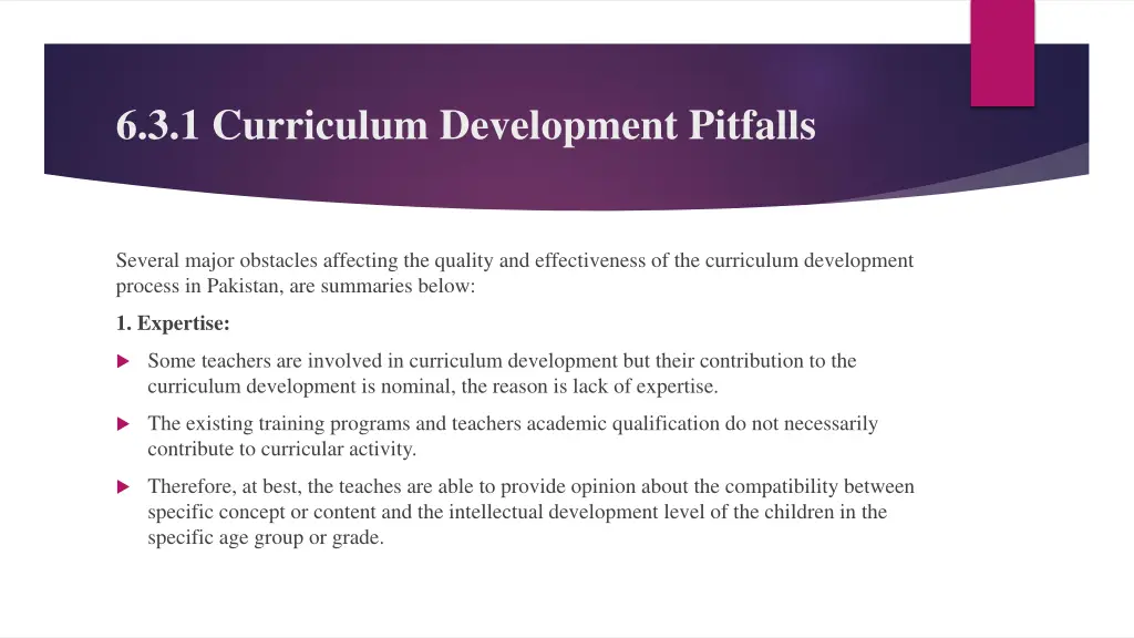 6 3 1 curriculum development pitfalls