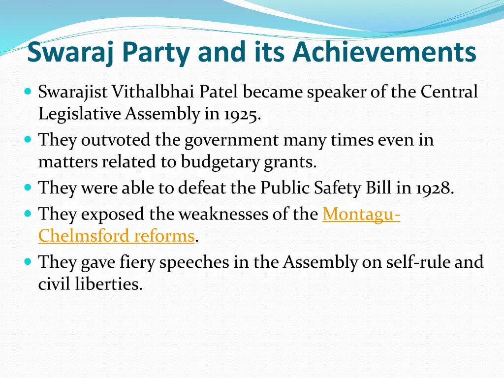 swaraj party and its achievements