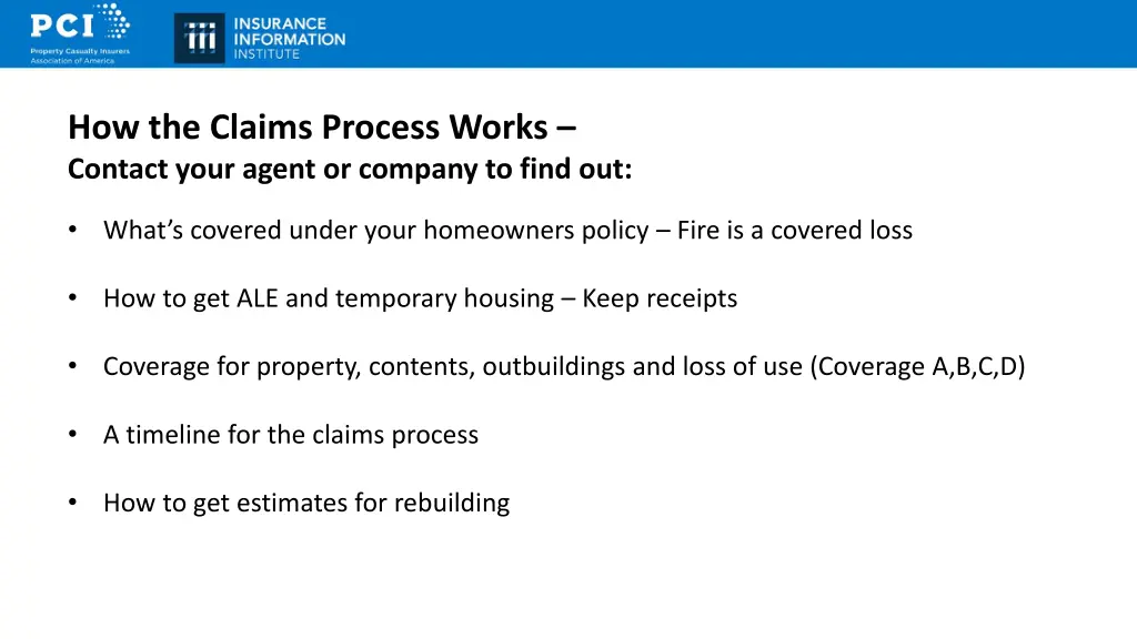 how the claims process works contact your agent