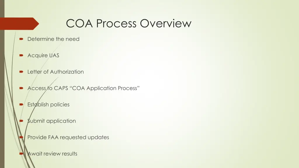 coa process overview