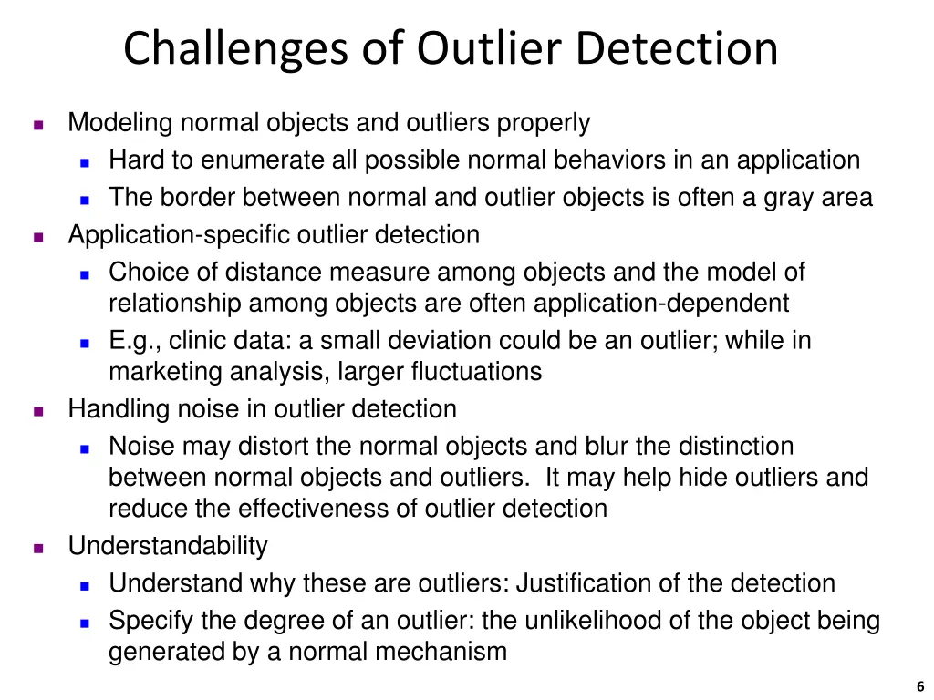 challenges of outlier detection