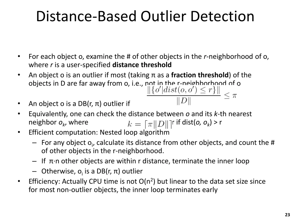 distance based outlier detection