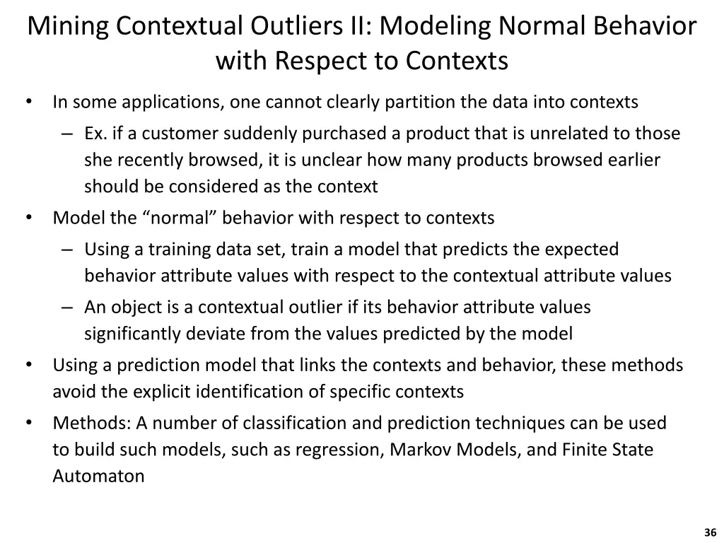 mining contextual outliers ii modeling normal