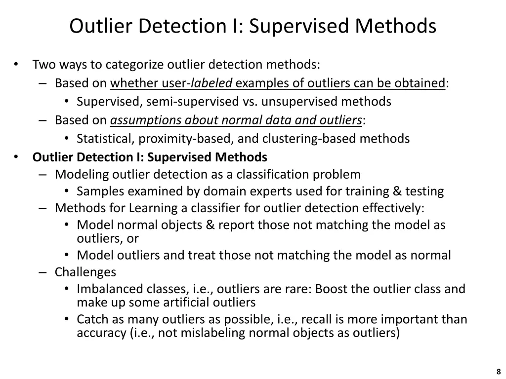 outlier detection i supervised methods