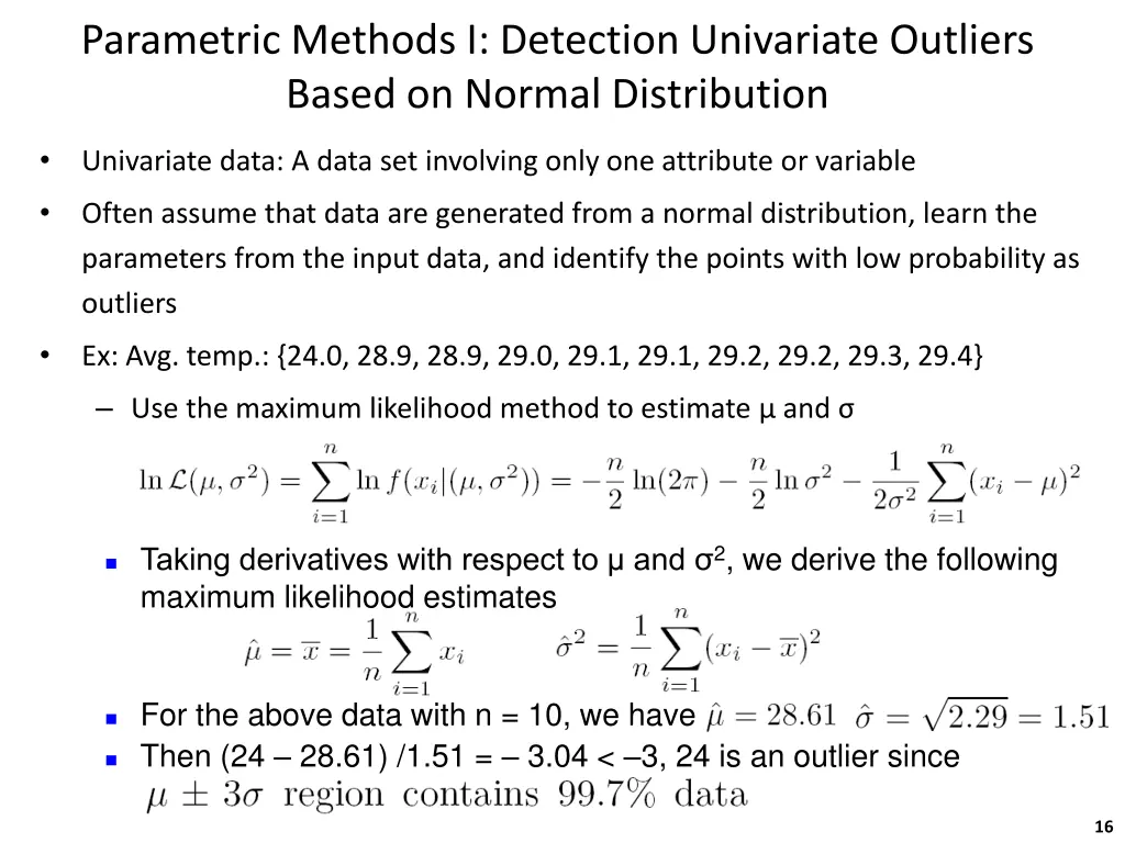 parametric methods i detection univariate