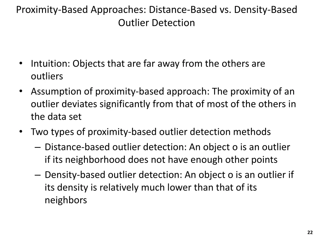 proximity based approaches distance based