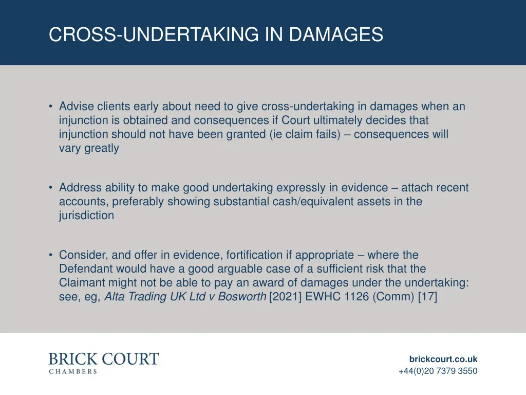 cross undertaking in damages