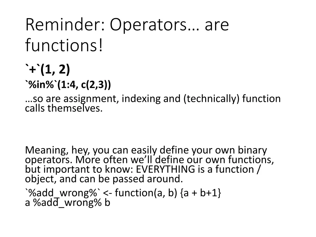 reminder operators are functions