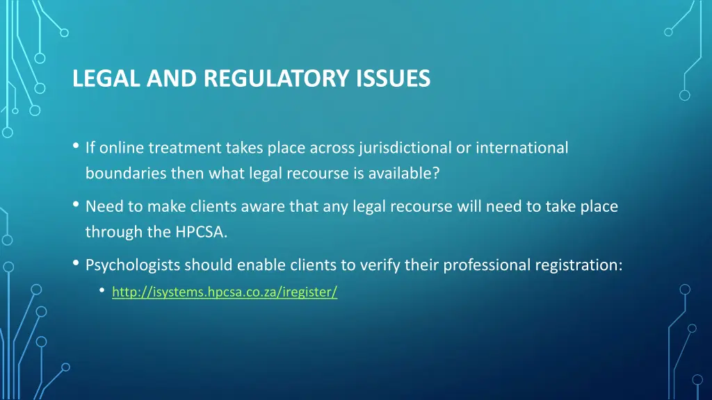 legal and regulatory issues