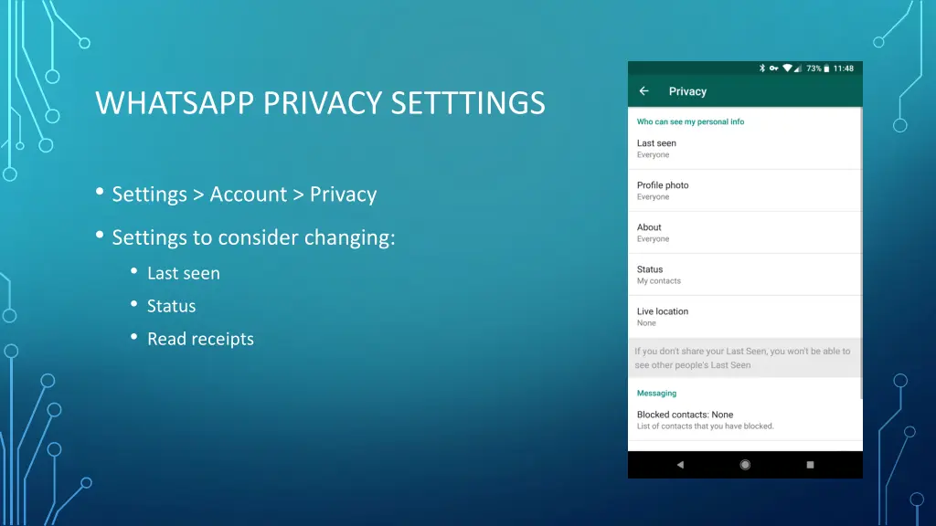 whatsapp privacy setttings