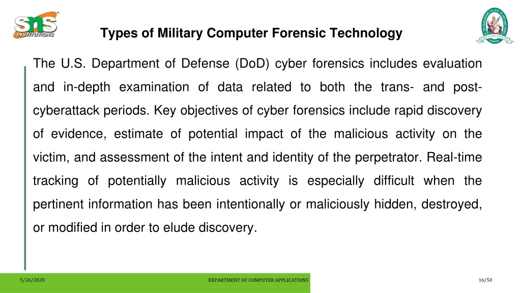 types of military computer forensic technology