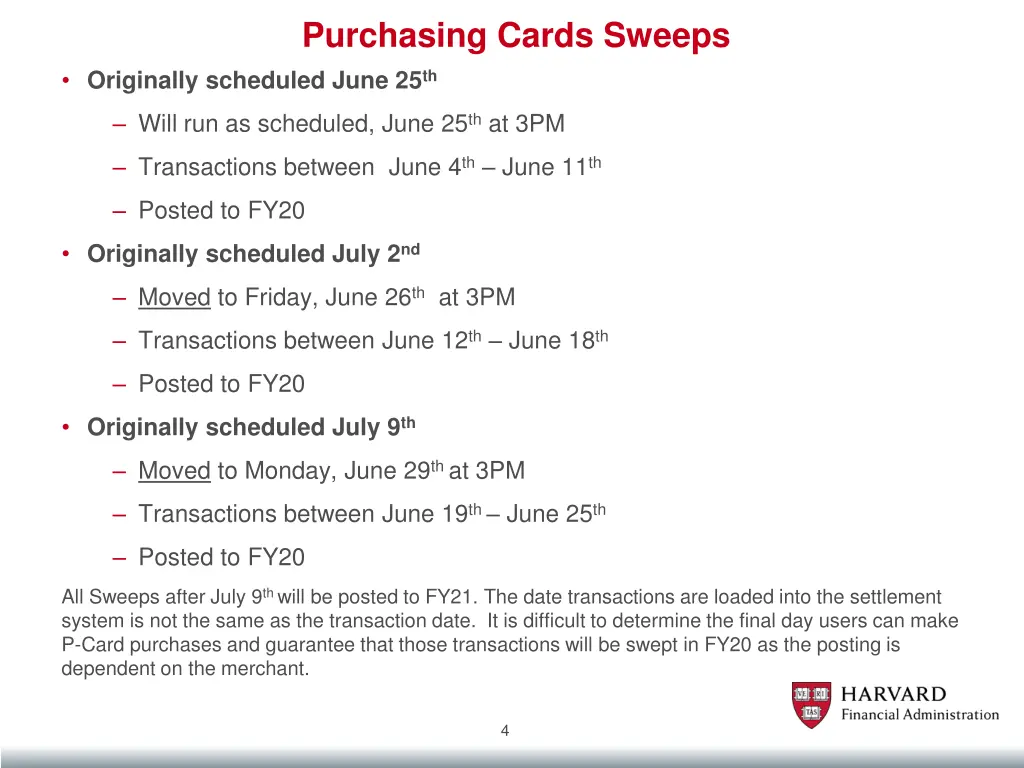 purchasing cards sweeps