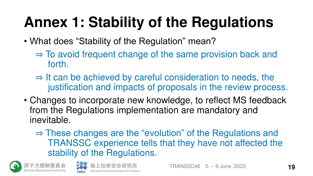 annex 1 stability of the regulations