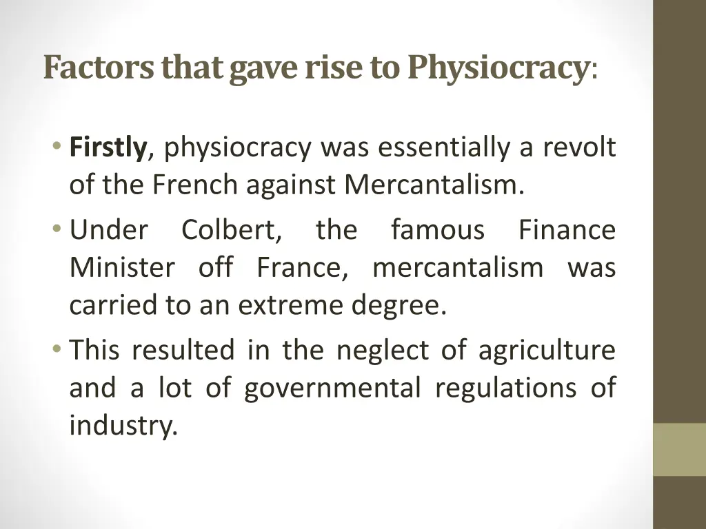 factors that gave rise to physiocracy