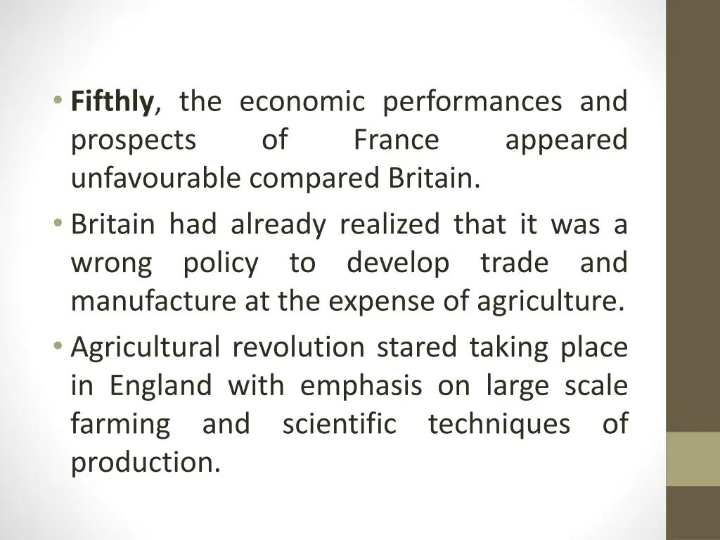 fifthly the economic performances and prospects