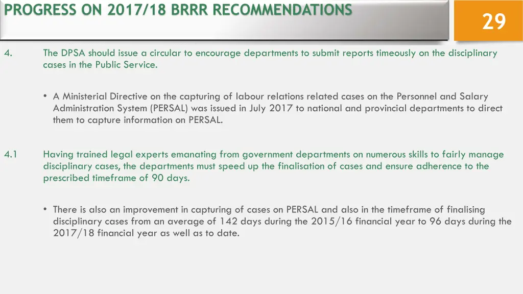 progress on 2017 18 brrr recommendations 2