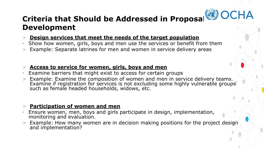 criteria that should be addressed in proposal