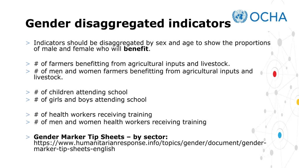 gender disaggregated indicators