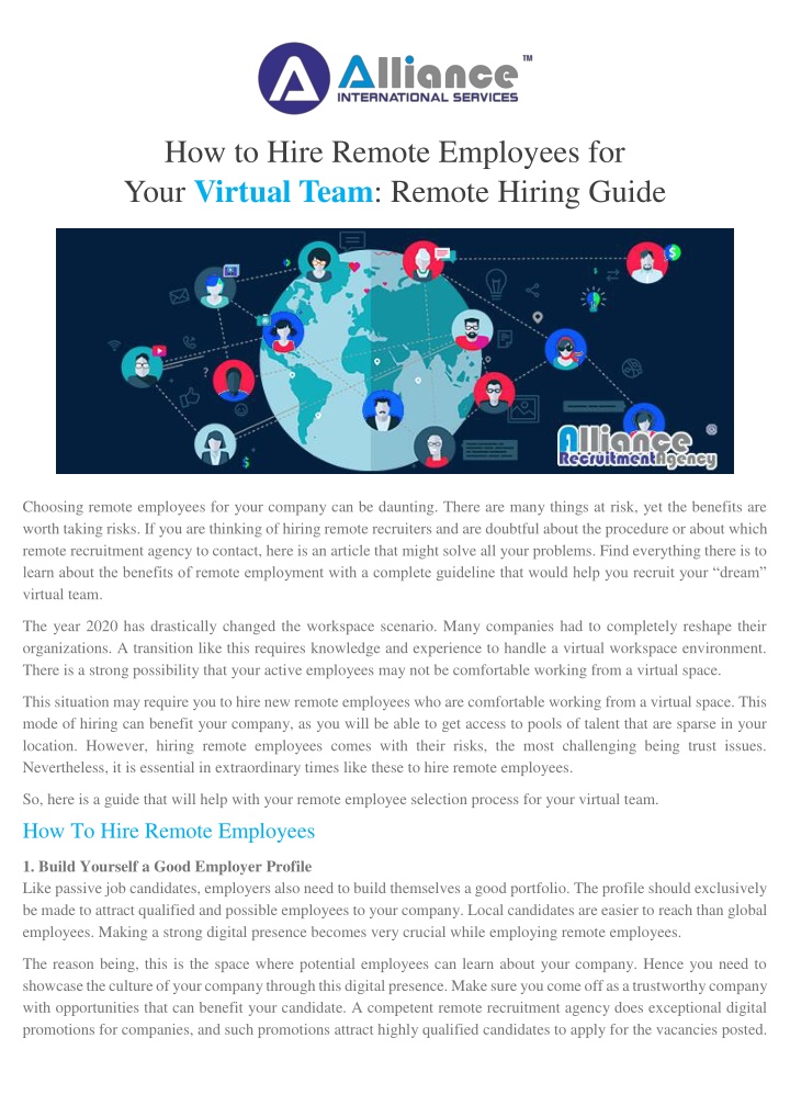 how to hire remote employees for your virtual