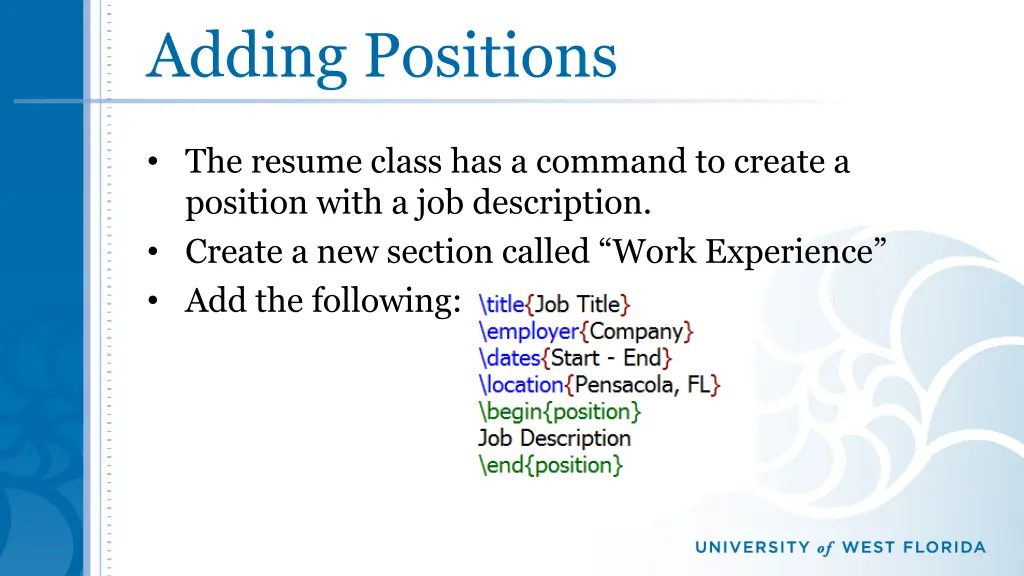 adding positions