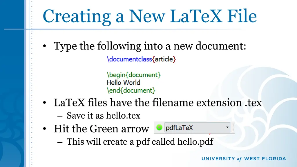 creating a new latex file