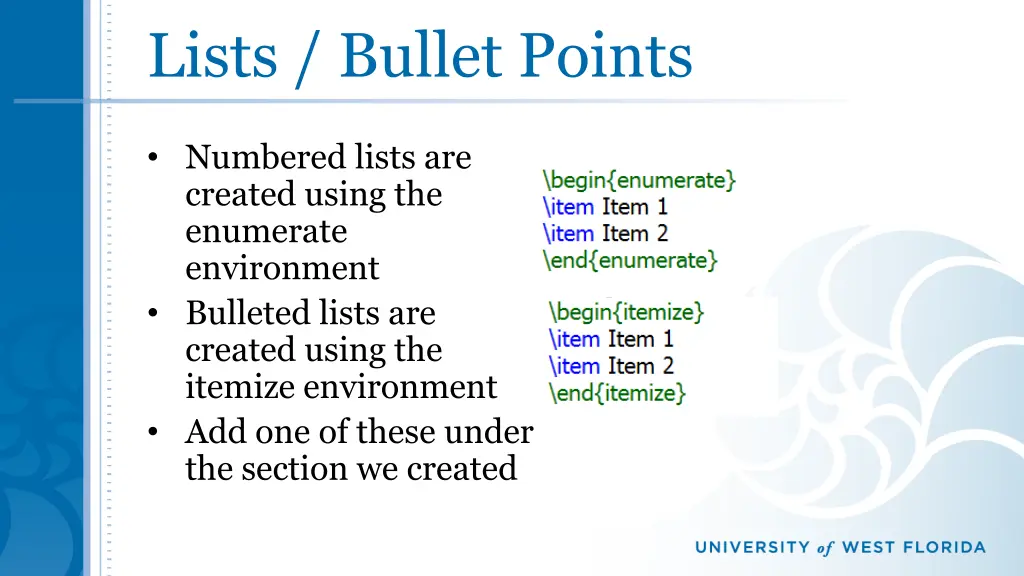 lists bullet points