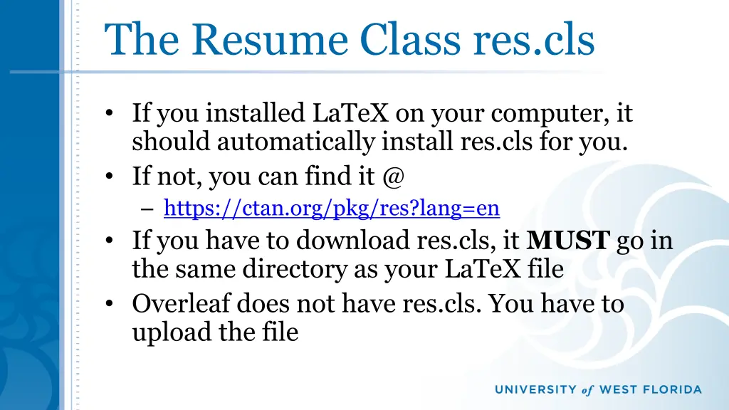 the resume class res cls