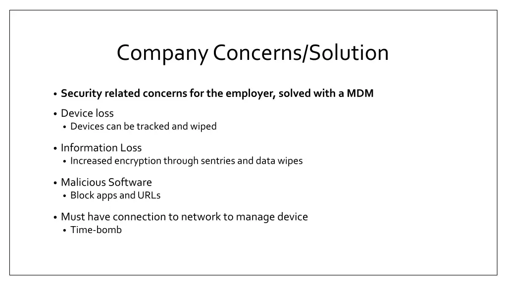 company concerns solution