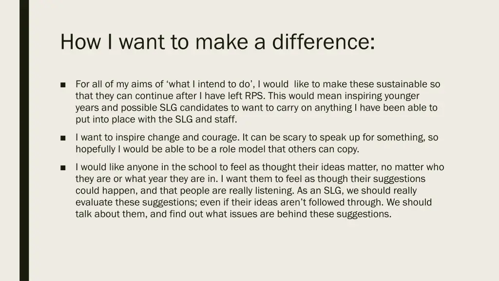 how i want to make a difference