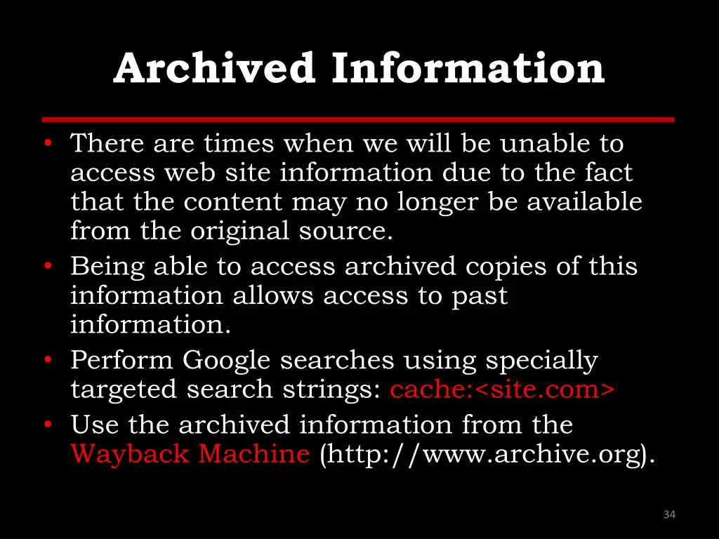 archived information