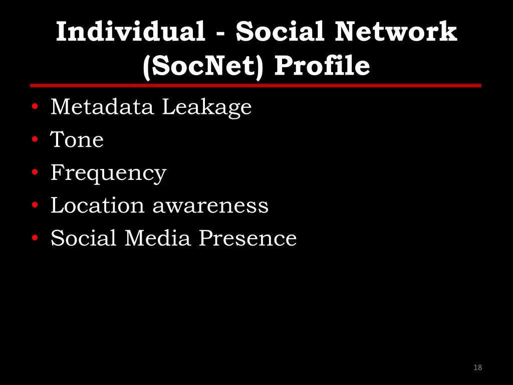 individual social network socnet profile metadata