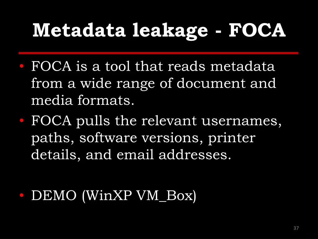 metadata leakage foca