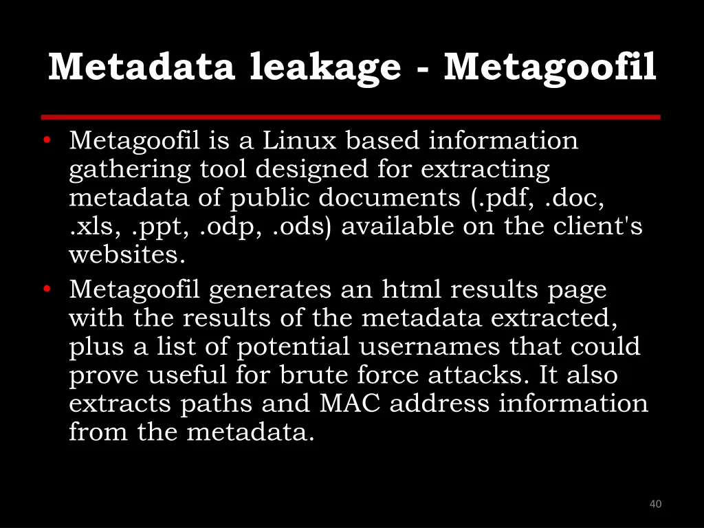 metadata leakage metagoofil