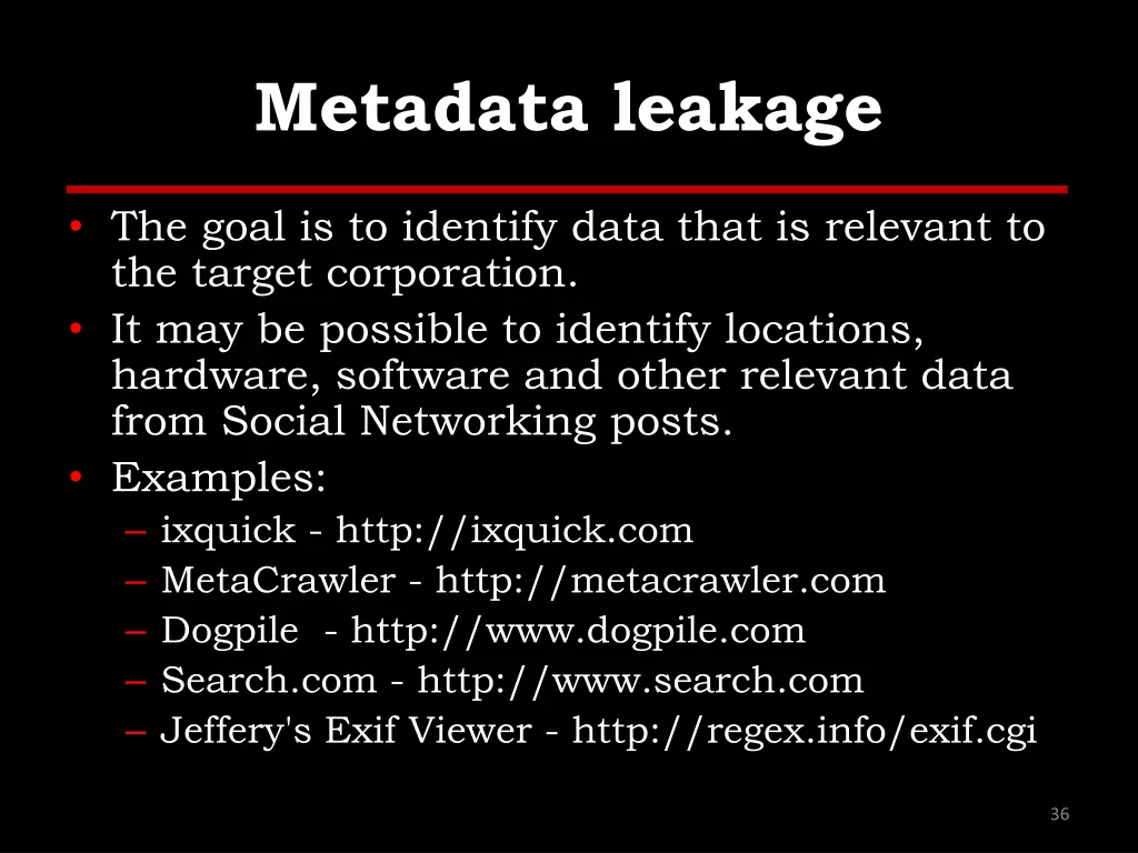 metadata leakage